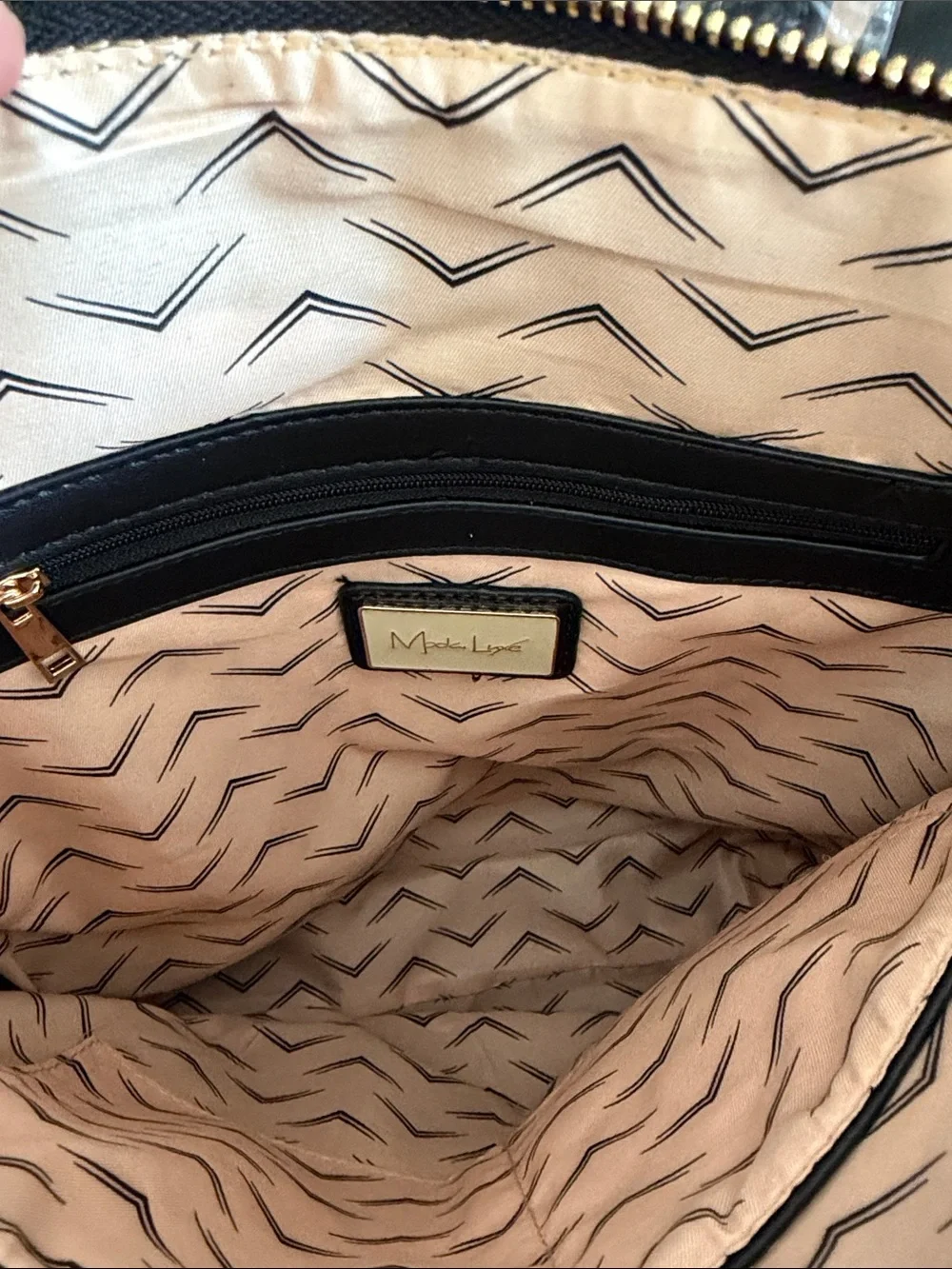 Moda Luxe Women’s Black and Cream Striped Backpack Bag
